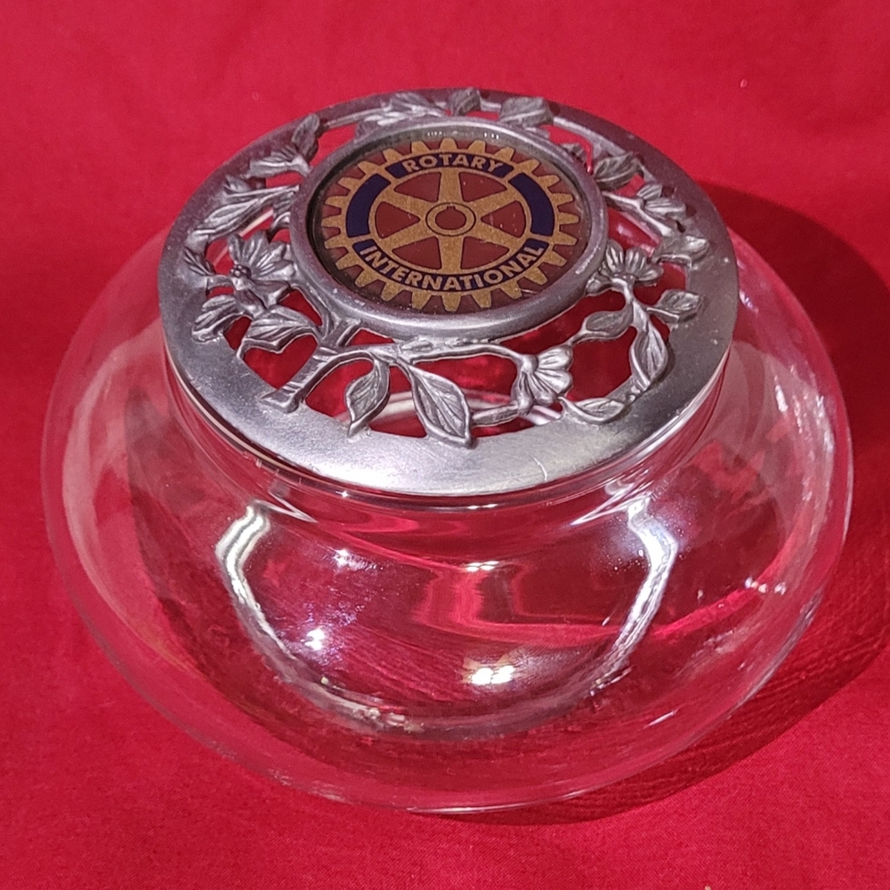 Vintage pewter lid with glass potpourri jar (Rotery International)